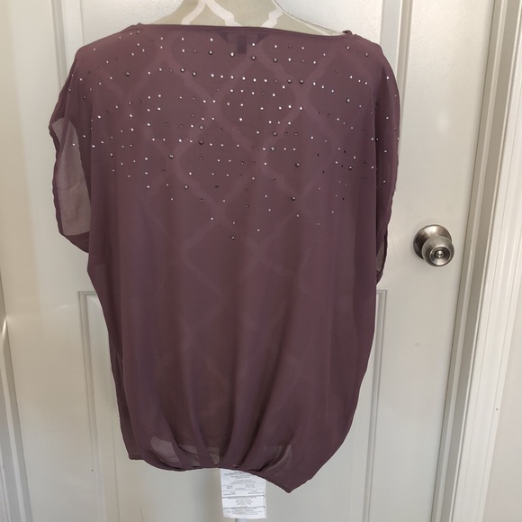 RW & Co sheer top with rhinestone accents size lg - Picture 3 of 4